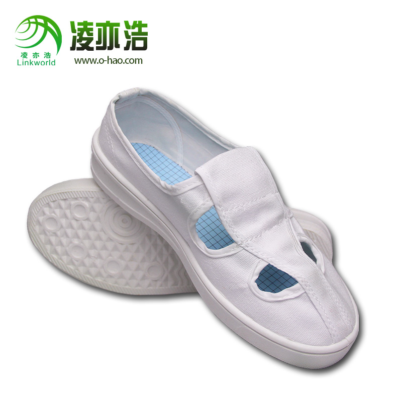 白帆布防静电四眼鞋