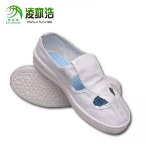 白帆布防静电四眼鞋