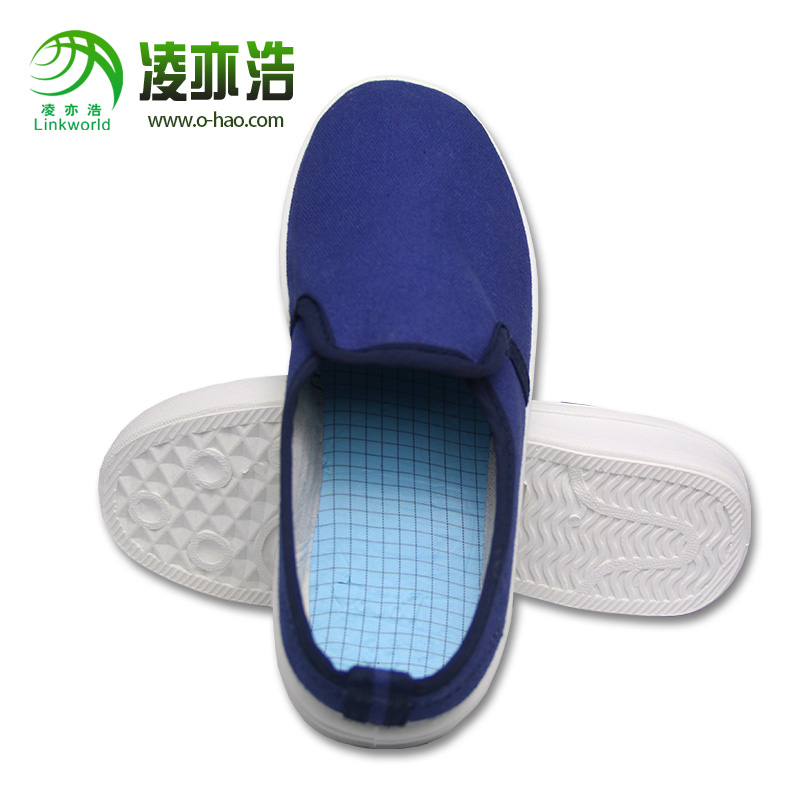 蓝帆布防静电中巾鞋