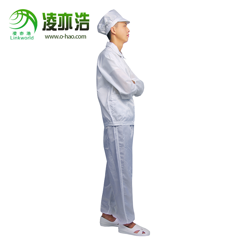 白色防静电翻领分体服LH-102B