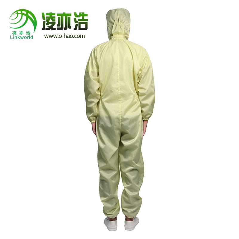 黄色连帽连体防静电服LH-101-A
