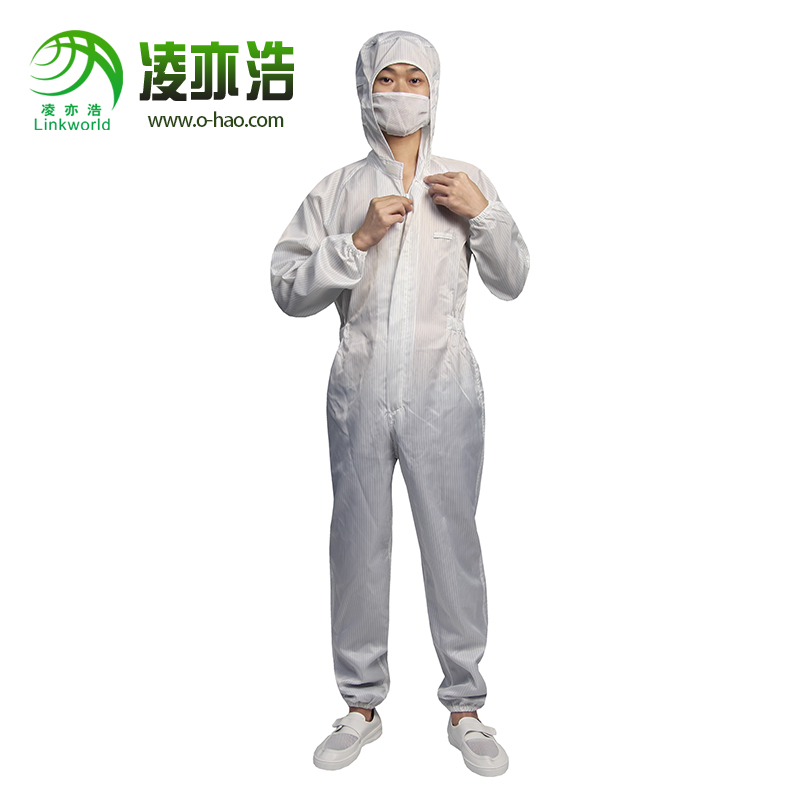 白色条纹连体防静电工作服